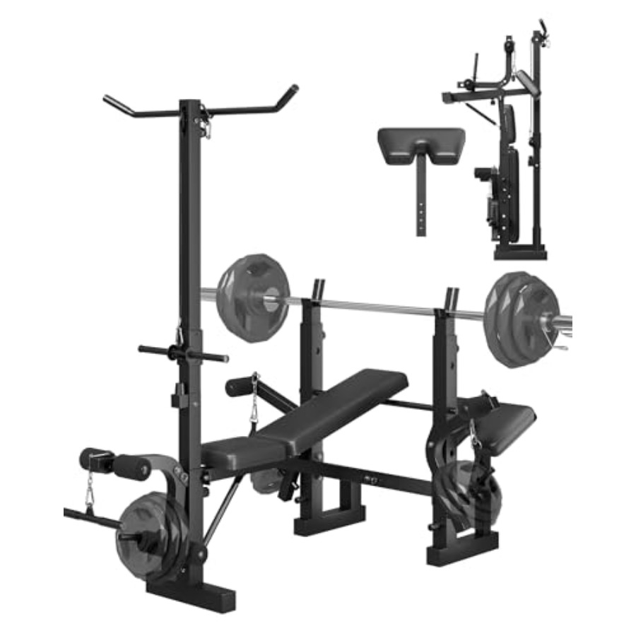 Home Gym Leg Extension - Set Panca Pesi Pieghevole 8-in-1 per