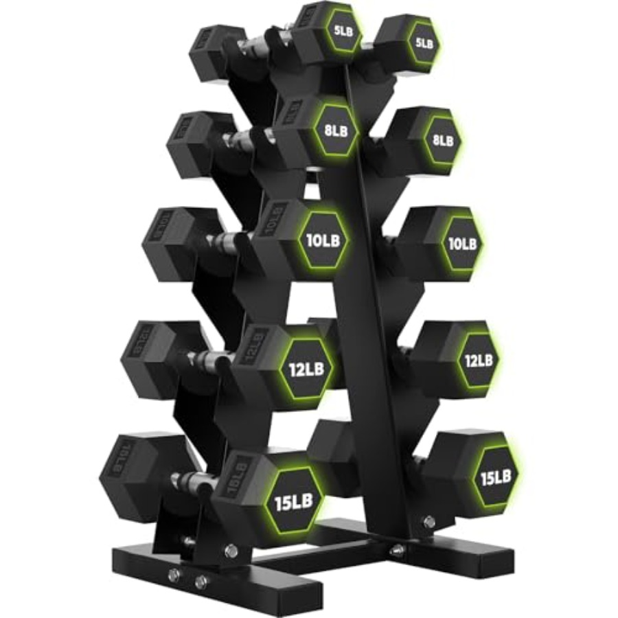 Hex Dumbbell Set - Set di manubri esagonali rivestiti in