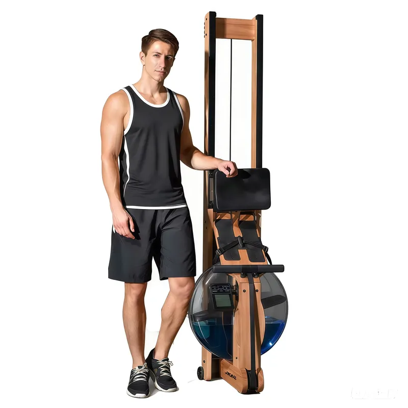 Home Gym Rowing Machine - Macchina per Canottaggio in Legno Regolabile,