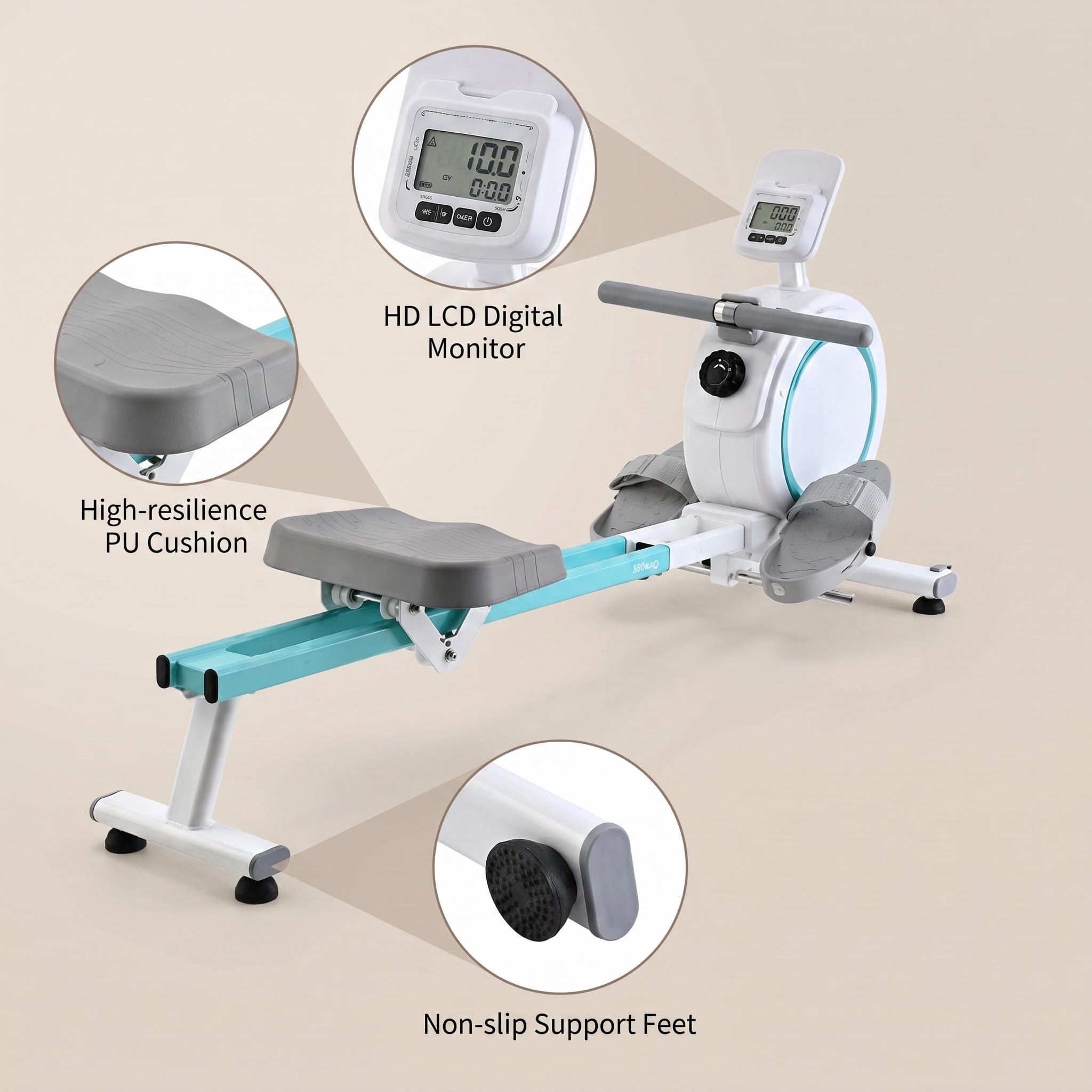 Home Gym Rowing Machine - Vogatore ad aria con display LCD,