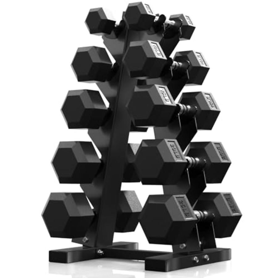 Hex Dumbbell Set - Set di manubri esagonali con supporto