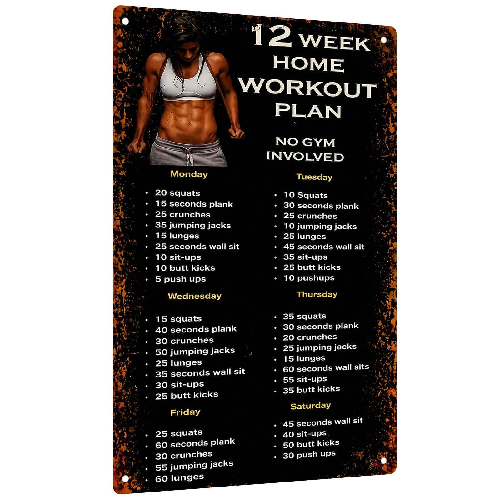 Workout Plan Home Gym - Targa in alluminio per un programma