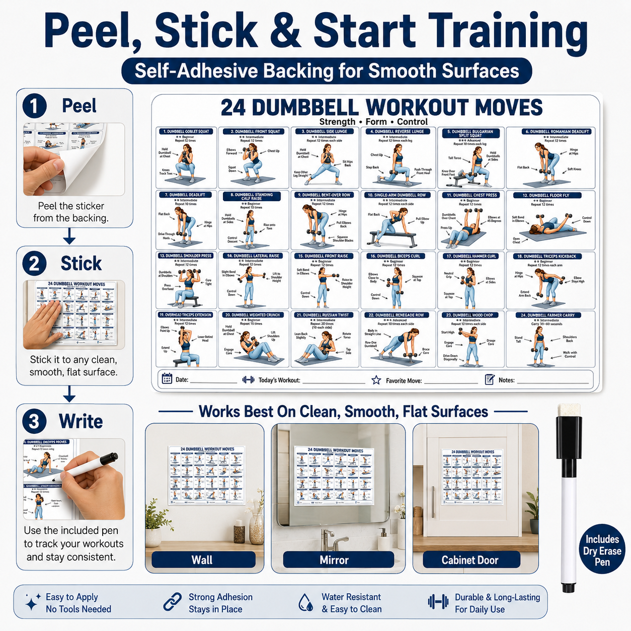 1 adesivo con esercizi con man - Home Gym Guide recensione e prezzo